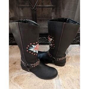 Harley-Davidson Pamela Rare D85085 Rose Studded Harness Boots Women's 8.5